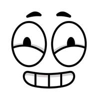 Funny cartoon face displaying a goofy expression with a big smile and half closed eyes, perfect for enhancing social media and communication projects with humor and joy vector