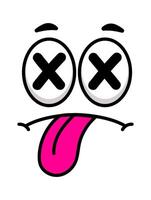 Funny cartoon face sticking out its tongue with crossed eyes, showing a playful and silly expression, ideal for conveying humor and lightheartedness in various design projects vector