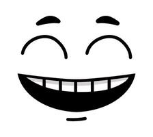 Close up view of a cheerful cartoon face, featuring a wide open mouth and bright smile, showcasing teeth while laughing joyfully, radiating pure amusement and happiness vector