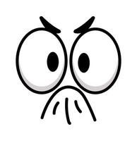 Simple cartoon face expressing disgust, with big round eyes, furrowed eyebrows and closed mouth, conveying a feeling of disapproval or revulsion vector