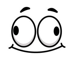 Cartoon face radiating happiness and joy, featuring big, surprised eyes and a wide, smiling mouth, creating a cheerful and expressive character full of positive emotion vector