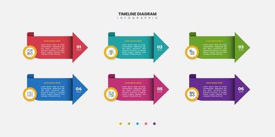 info process arrow design template 6. Planning, Marketing, Strategy and Business Presentation vector