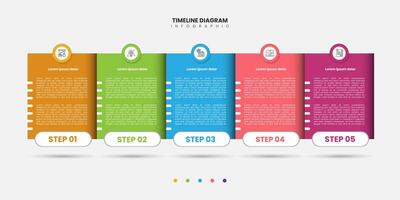 Business infographic design template with 5 options, steps or processes. Can be used for workflow layout, diagram, annual report, web design vector