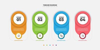 Timeline Creator infographic template. 4 Step timeline journey, calendar Flat simple infographics design template. presentation graph. vector