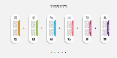Timeline Creator infographic template. 6 option timeline journey, calendar Flat simple infographics design template. presentation graph. vector