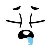 Cartoon face featuring closed eyes and drool dripping from an open mouth, conveying feelings of boredom, apathy, illness, or sleepiness in a humorous and cute style vector