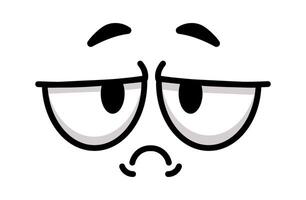 Simple cartoon face design expressing boredom with half closed eyes and a sad frowning expression, conveying a sense of apathy and lack of interest vector