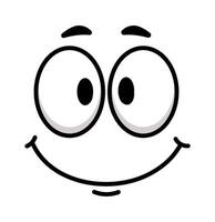 Funny cartoon face expressing happiness and joy with wide open eyes and a big smile, simple and clean design, perfect for conveying positive emotions and cheerful messages vector