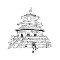 Tiantan ancient sky Temple sketch vector