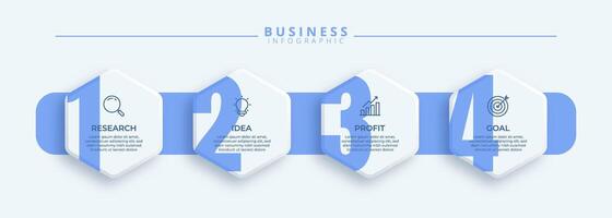 Infographic template featuring 4 steps with icons, designed for business concepts. Ideal for presentations, banners, workflow layouts, process diagrams, flowcharts, and data vector