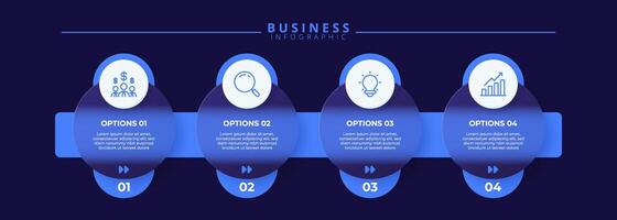Infographic label design template featuring icons and four distinct steps. Ideal for process charts, presentation slides, workflow scheme vector