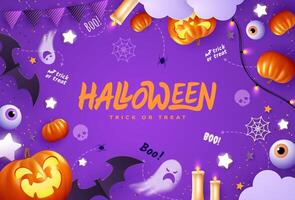 Dark background Halloween banner template on spooky elements. Perfect as website background or Halloween themed vector
