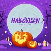 Dark background Halloween banner template on spooky elements. Perfect as website background or Halloween themed banner design vector