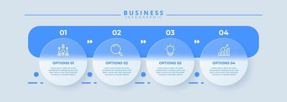 Design template for infographic labels with icons and 4 options or steps. Suitable for process diagrams, presentation vector