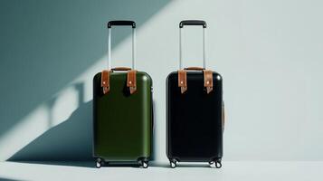 Stylish luggage displayed in a modern setting with natural lighting emphasizing sleek designs and travel essentials photo