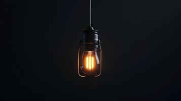 Vintage lantern casting warm light in a dark setting, evoking a nostalgic atmosphere of classic design and warmth photo