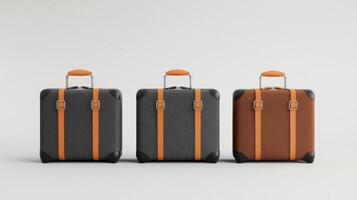 Stylish and modern luggage set arranged on a neutral background for travel enthusiasts in need of functional design photo