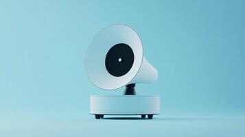 Modern retro speaker on a vibrant blue background showcasing creativity in design and sound innovation photo