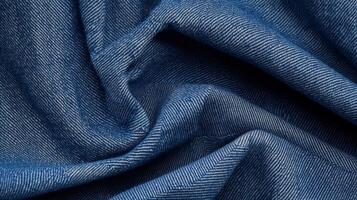 Soft denim fabric texture showcasing intricate weave patterns in morning light perfect for fashion and textile applications photo