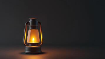 Warm glow from vintage lantern illuminating dark space with a cozy atmosphere for relaxation and ambiance creation photo