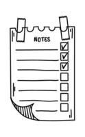 Checklist on a piece of paper attached with adhesive tape, showing completed and pending tasks, providing a simple yet effective way to organize thoughts and track progress vector