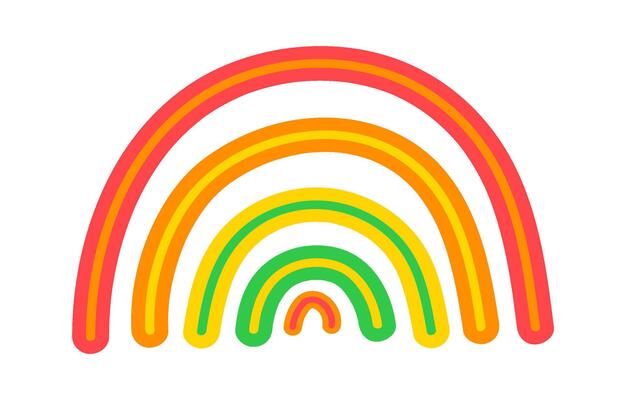 Concentric arches form a stylized rainbow, creating a visually appealing and playful design with vibrant colors, suitable for various creative projects