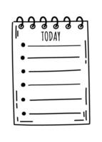 Hand drawn notepad page features the word TODAY at the top, along with bullet points and horizontal lines, creating a simple and organized space for listing daily tasks or notes vector