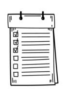 Hand drawn notepad displaying checkboxes for completed and pending tasks, highlighting ongoing progress and organization in daily planning and project management vector