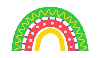 Brightly colored rainbow with decorative lines and dots forming an arch, evoking a playful and whimsical atmosphere, perfect for children s designs or any project needing a touch of vibrant color vector