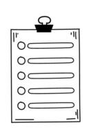 Hand drawn clipboard featuring a checklist with empty checkboxes, symbolizing task management, organization, and productivity in a simple and effective way vector