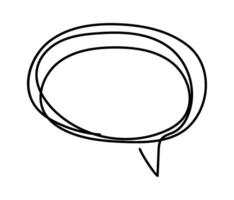 Simple, hand drawn speech bubble is depicted with a continuous, slightly shaky black line on a clean white background, symbolizing communication, dialogue, and the expression of ideas vector