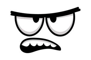 Grumpy cartoon face expressing anger and discontent, featuring furrowed eyebrows and bared teeth, perfect for humorously conveying negative emotions and comic attitudes vector