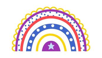 Brightly colored rainbow with dots and star creating a cheerful and playful design, ideal for children s projects or any design needing a touch of whimsy vector