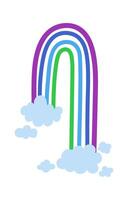 Brightly colored rainbow arching from stylized clouds, creating a cheerful and whimsical atmosphere against a clean white background, evoking feelings of joy and imagination vector