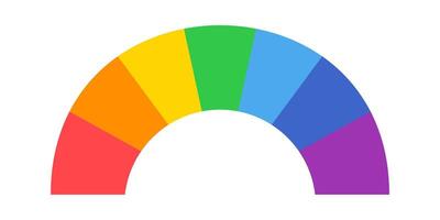 Semicircular color palette displaying a vibrant spectrum of hues in a perfect arc against a clean white background, illustrating color harmony and design potential vector