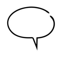 Simple black outline of an empty speech bubble pointing right, ideal for representing communication, dialogue, or conversation in a casual and hand drawn style vector