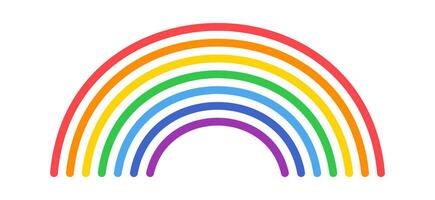 Seven parallel curved lines forming a rainbow with colors ranging from red to violet on a white background, representing hope, diversity, and natural beauty vector