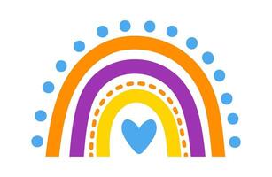Colorful rainbow forming a heart shape shines brightly, radiating love, peace, and happiness while symbolizing hope, joy, and fresh beginnings in a vibrant and playful design vector