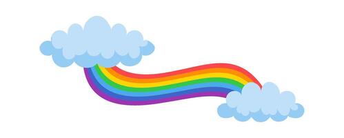 Colorful rainbow arching gracefully between two fluffy clouds, creating a whimsical and vibrant scene that radiates hope and positivity, inviting joy and inspiration vector