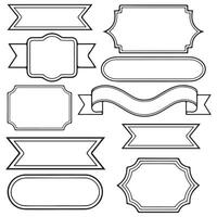 Ribbon and Badge Set Outline Design Collection vector