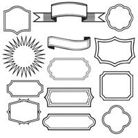 Retro Vintage Frames and Ribbons Black and White Graphics vector