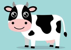 Cute Cartoon Cow Illustration with Big Eyes and Playful Expression on a Soft Color Background vector