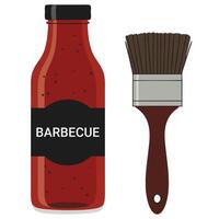 Barbecue Sauce Bottle with Brush for Grilling and Cooking in a Summer Cookout Setting vector