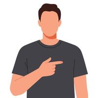 Person gesturing with index finger to indicate direction or emphasize a point in conversation vector