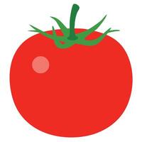 Fresh Red Tomato with Green Leaves Isolated on White Background Suitable for Culinary Designs vector