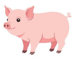 Cute Little Pink Pig Character with a Friendly Expression and Playful Stance vector