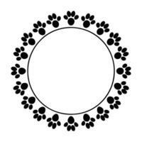 paw print, footprint rount animal illustration design, black and white dog paw print sublimation designs vector