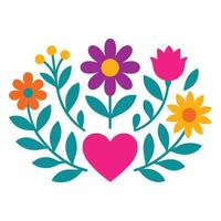 Colorful Fiesta Flower Clipart with Mexican Otomi Style Floral Design for Sublimation and DIY Crafts vector