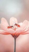 Busy ants gather on a delicate pink flower, revealing the intricate relationships essential to tropical jungle ecosystems, highlighting nature's beauty and harmony photo