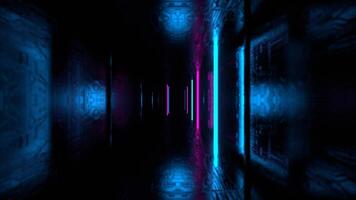 Cyan and Pink Futuristic Cyber Tunnel with Neon Strobe Rods Background VJ Loop in 4K video